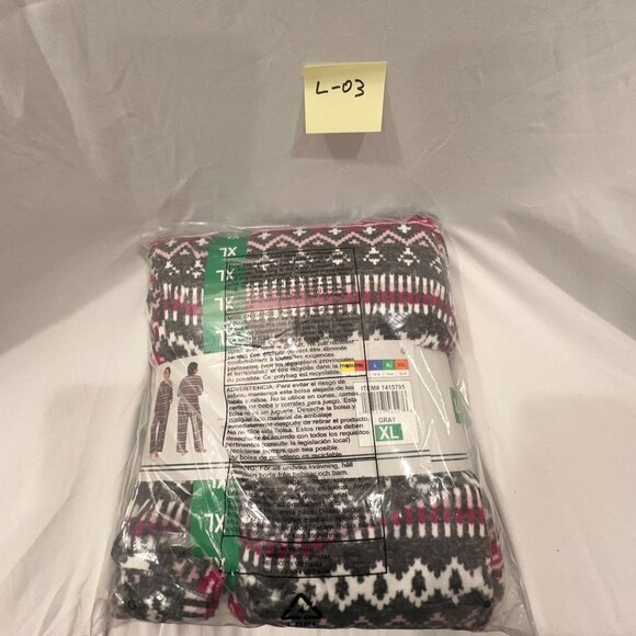 Nautica Womens 2 Piece Fleece Fairisle Pajama Sleepwear Set Gray Size X-Large - Picture 6 of 6